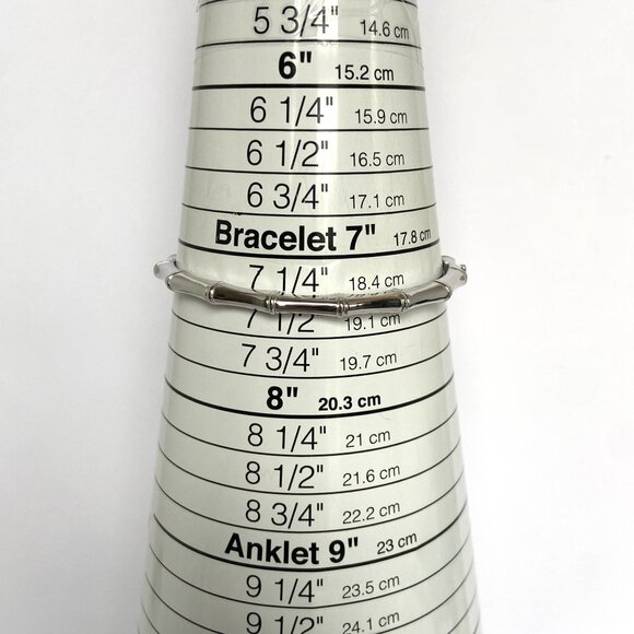 Sterling Silver 925 DBJ Oval Bamboo Hinged Diamond Bangle Bracelet Sz 7.25" - Picture 9 of 16